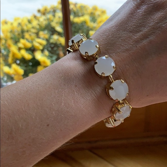 J. Crew gold & white beveled jewel clasp bracelet - Picture 11 of 13